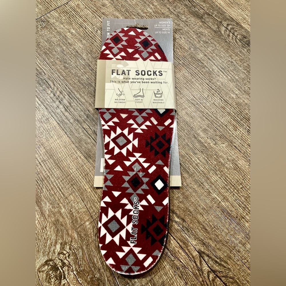 Flat Socks Aztec Print Sock Alternative Shoe Insert Womens Up to Sz 13/ Mens 14